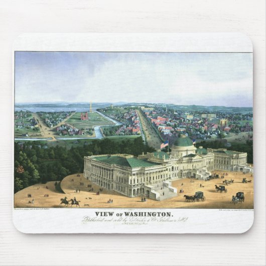 Kleurenlithograaf 1852 - Uitzicht van Washington Muismat (Voorkant)