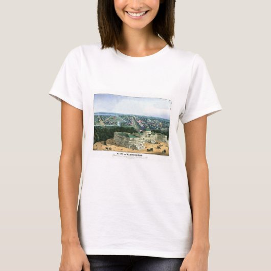 Kleurenlithograaf 1852 - Uitzicht van Washington T-shirt (Voorkant)