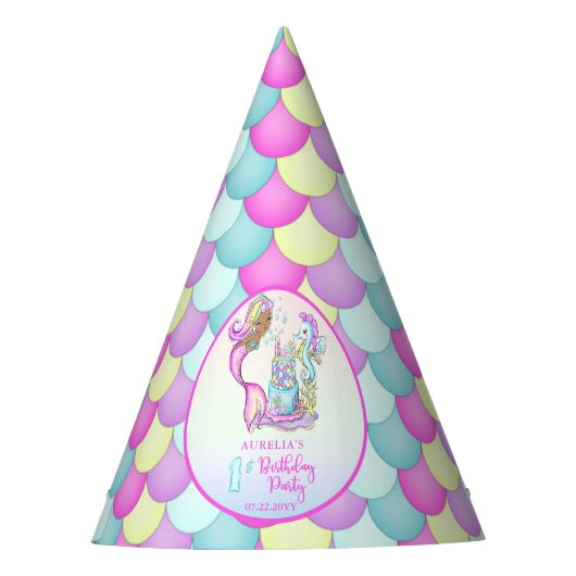 Kleurenmaakster - Meisje 1e verjaardag Feesthoedjes (Voorkant)