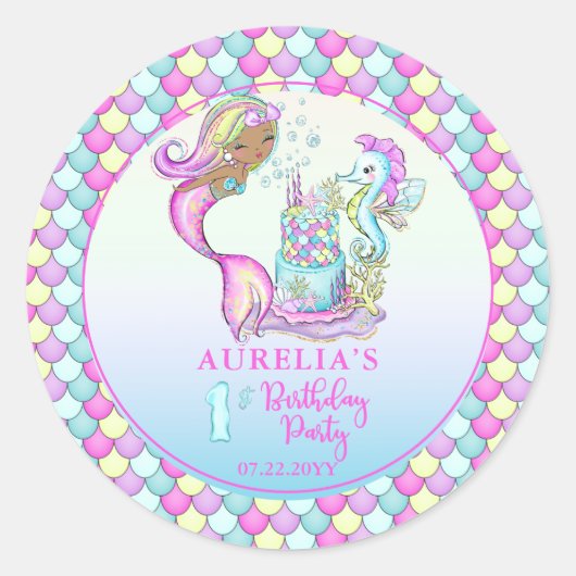 Kleurenmaakster - Meisje 1e verjaardag Ronde Sticker (Voorkant)