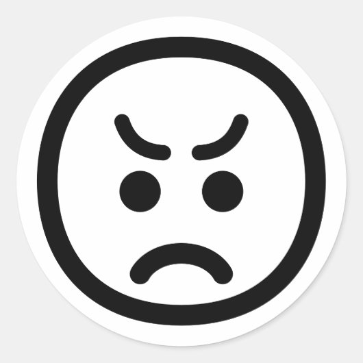  kleurenminimalist bij Angry Face Emoji Ronde Sticker (Voorkant)