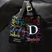 kleurennamen monogram typografie bagagelabel