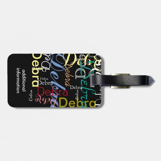 kleurennamen monogram typografie bagagelabel (Achterkant horizontaal)