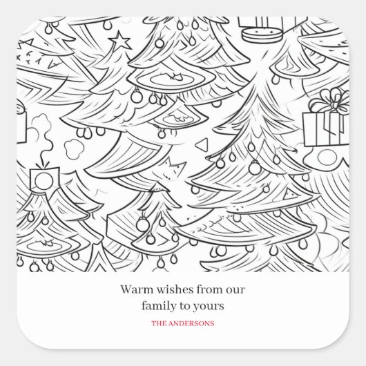 Kleurenoverzicht van Kerstmis Vierkante Sticker (Voorkant)