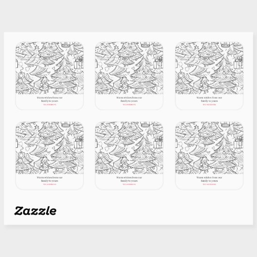 Kleurenoverzicht van Kerstmis Vierkante Sticker (Vel)