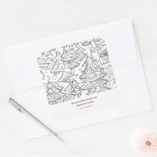 Kleurenoverzicht van Kerstmis Vierkante Sticker (Envelop)