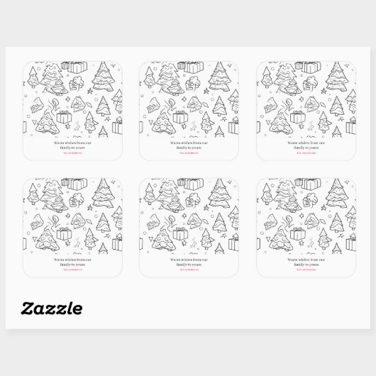 Kleurenoverzicht van Kerstmis Vierkante Sticker (Vel)