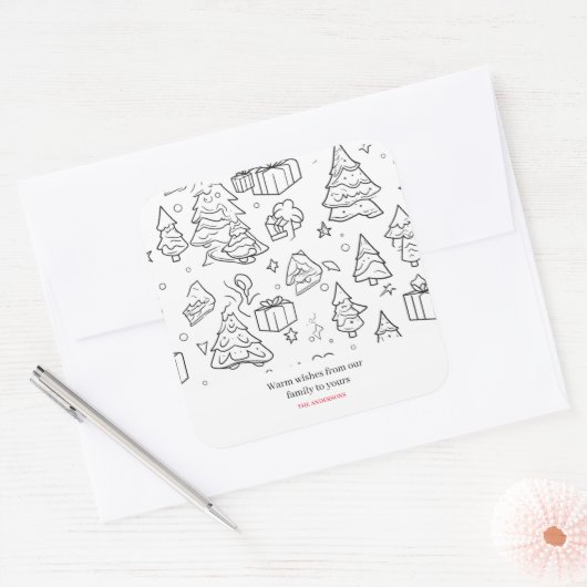 Kleurenoverzicht van Kerstmis Vierkante Sticker (Envelop)