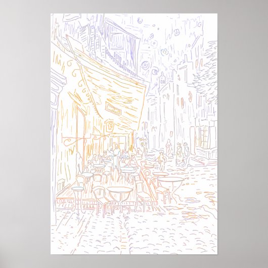 Kleurenpagina - Cafe Terrace Night Van Gogh Poster (Voorkant)