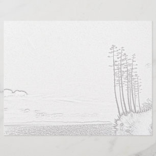 Kleurenpagina - Century Plant over de oceaan