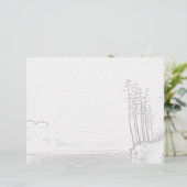 Kleurenpagina - Century Plant over de oceaan (Staand voorkant)