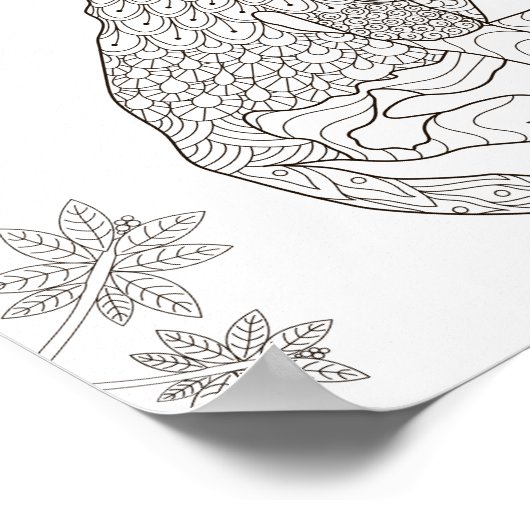 Kleurenpagina Kat in tuin Poster (Hoek)