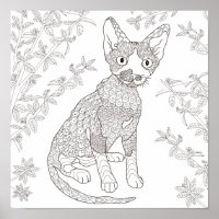 Kleurenpagina Kat in tuin