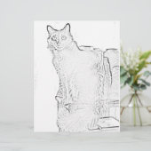 Kleurenpagina - Kat met spillen van garen (Staand voorkant)