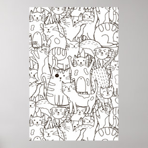 Kleurenpagina Kat's Meow Scrapbook Paper Poster