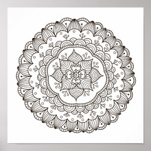 Kleurenpagina Mandala Flower Poster