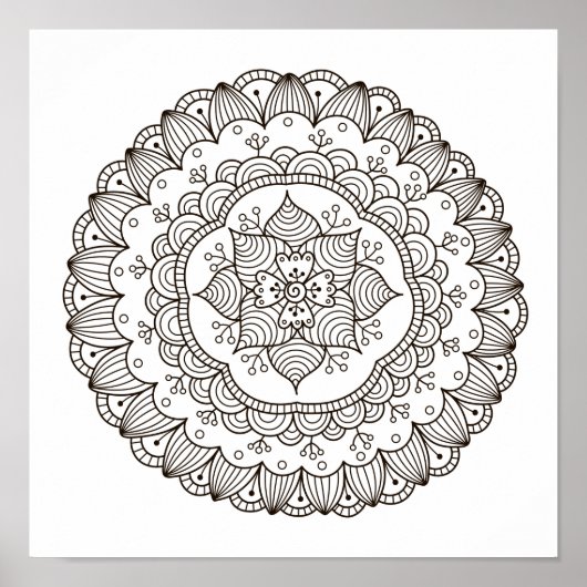 Kleurenpagina Mandala Flower Poster (Voorkant)