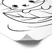 Kleurenpagina met een Cute Little Mouse Leaf Boat Poster (Hoek)