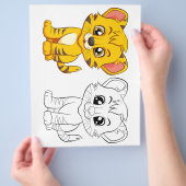 Kleurenpagina met een cute tijger flyer (Hand)
