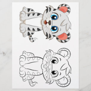 Kleurenpagina met een schattige cartoon tijger