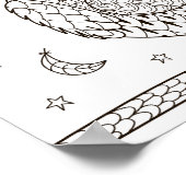 Kleurenpagina Owl onder de maan Poster (Hoek)