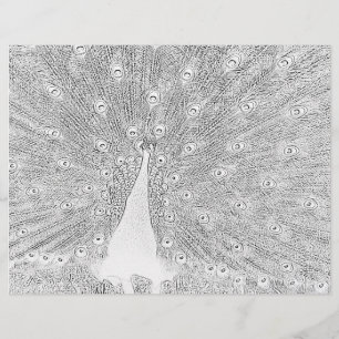 Kleurenpagina - Peacock met gebrande staart