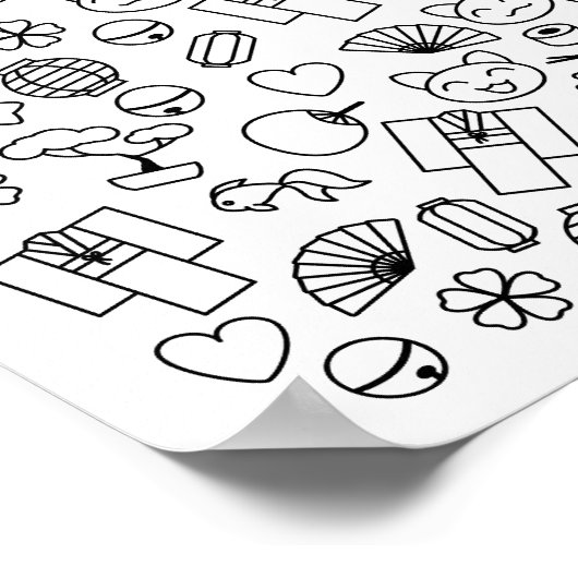 Kleurenpagina van de Japanse Kawaii-cultuur Poster (Hoek)