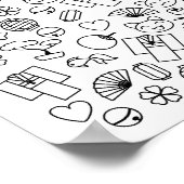 Kleurenpagina van de Japanse Kawaii-cultuur Poster (Hoek)