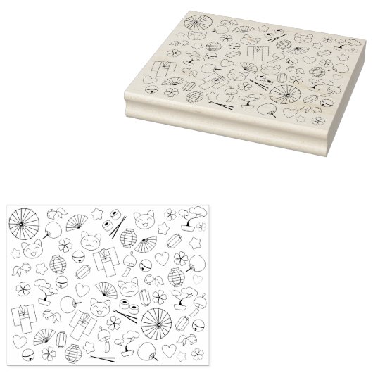 Kleurenpagina van de Japanse Kawaii-cultuur Rubberstempel (Gestempeld)