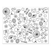 Kleurenpagina van de Japanse Kawaii-cultuur Rubberstempel (Afrduk)