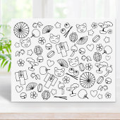 Kleurenpagina van de Japanse Kawaii-cultuur Rubberstempel