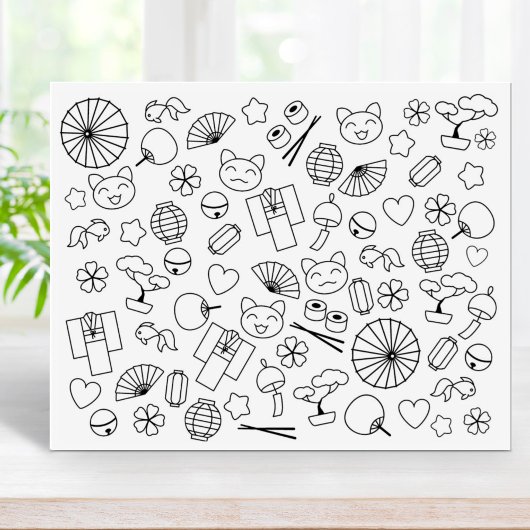 Kleurenpagina van de Japanse Kawaii-cultuur Rubberstempel