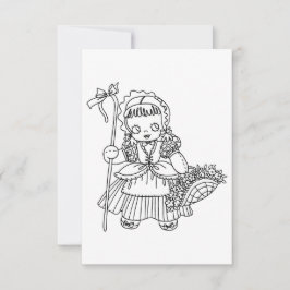 Kleurenpagina van Little Bo Peep Girl Doll Bedankkaart