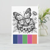 Kleurenpalet Vlinder Volwassen Kleurplaten Kaarten (Staand voorkant)