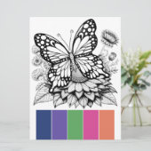 Kleurenpalet Vlinder Volwassen Kleurplaten Kaarten (Staand voorkant)