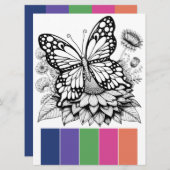 Kleurenpalet Vlinder Volwassen Kleurplaten Kaarten (Voorkant / Achterkant)