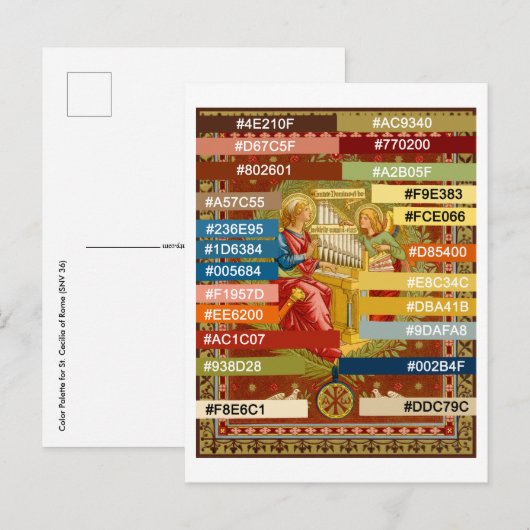 Kleurenpalet voor St. Cecilia of Rome (SNV 36) Po' Briefkaart (Voorkant / Achterkant)
