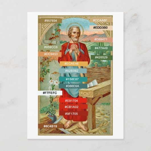 Kleurenpalet voor St. Joseph the Worker (BK 31) Briefkaart (Voorkant)