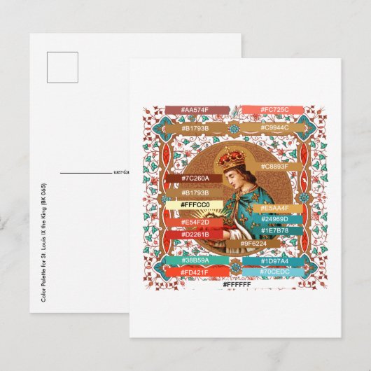 Kleurenpalet voor St. Louis IX de koning (BK 065)  Briefkaart (Voorkant / Achterkant)