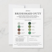 Kleurenpalet Wilde bloem | Wees mijn Bridesmaid Aankondiging (Achterkant)