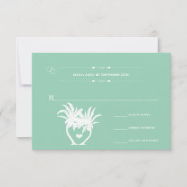 Kleurenpalmplankbord met boombestemming RSVP kaartje