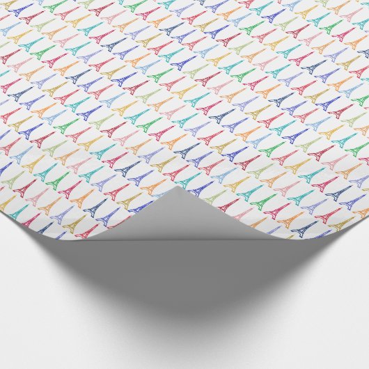 kleurenpatroon eiffeltorens cadeaupapier (Hoek)