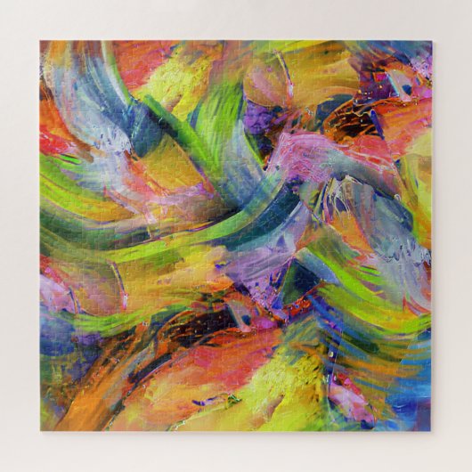 Kleurenpenseelstreken in geel legpuzzel (Horizontaal)