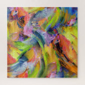 Kleurenpenseelstreken in geel legpuzzel (Verticaal)