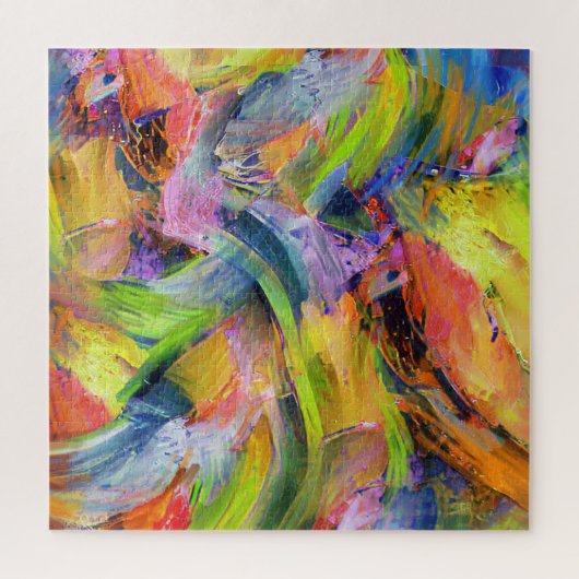 Kleurenpenseelstreken in geel legpuzzel (Verticaal)