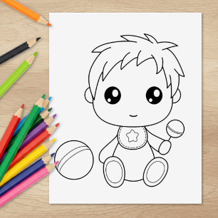 Kleurenplaat Jongensbaby Overall Rubberstempel