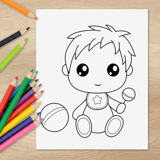 Kleurenplaat Jongensbaby Overall Rubberstempel