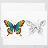 Kleurenplaat met een leuke cartoon vlinder (Voorkant / Achterkant)