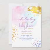 Kleurenplasma Roze gouden baby-schotel Uitnodiging (Voorkant)