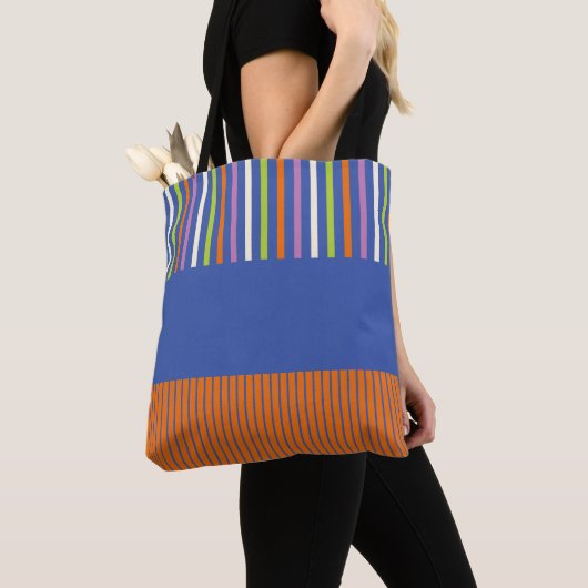 KleurenPop Stripes modern gestript design Tote Bag (Dichtbij)